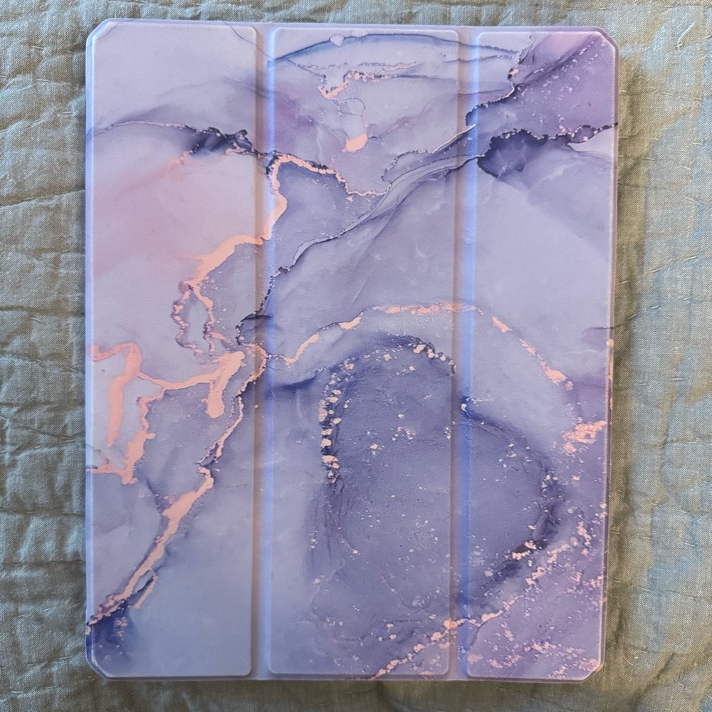 Purple Marble Tablet Case with Rose Gold Accents